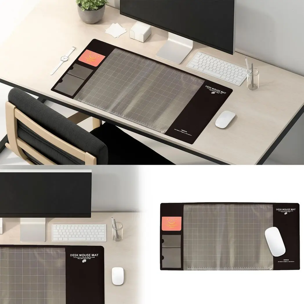 AQ Multifunctional & Eco-friendly Office Desk Mouse Mat PVC+DS Material, Brown Aquarius