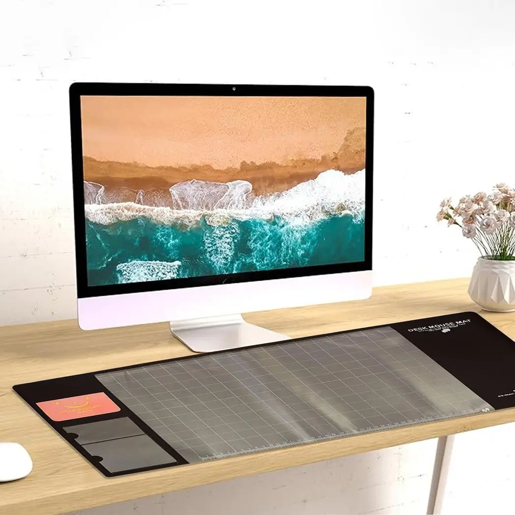 AQ Multifunctional & Eco-friendly Office Desk Mouse Mat PVC+DS Material, Brown Aquarius