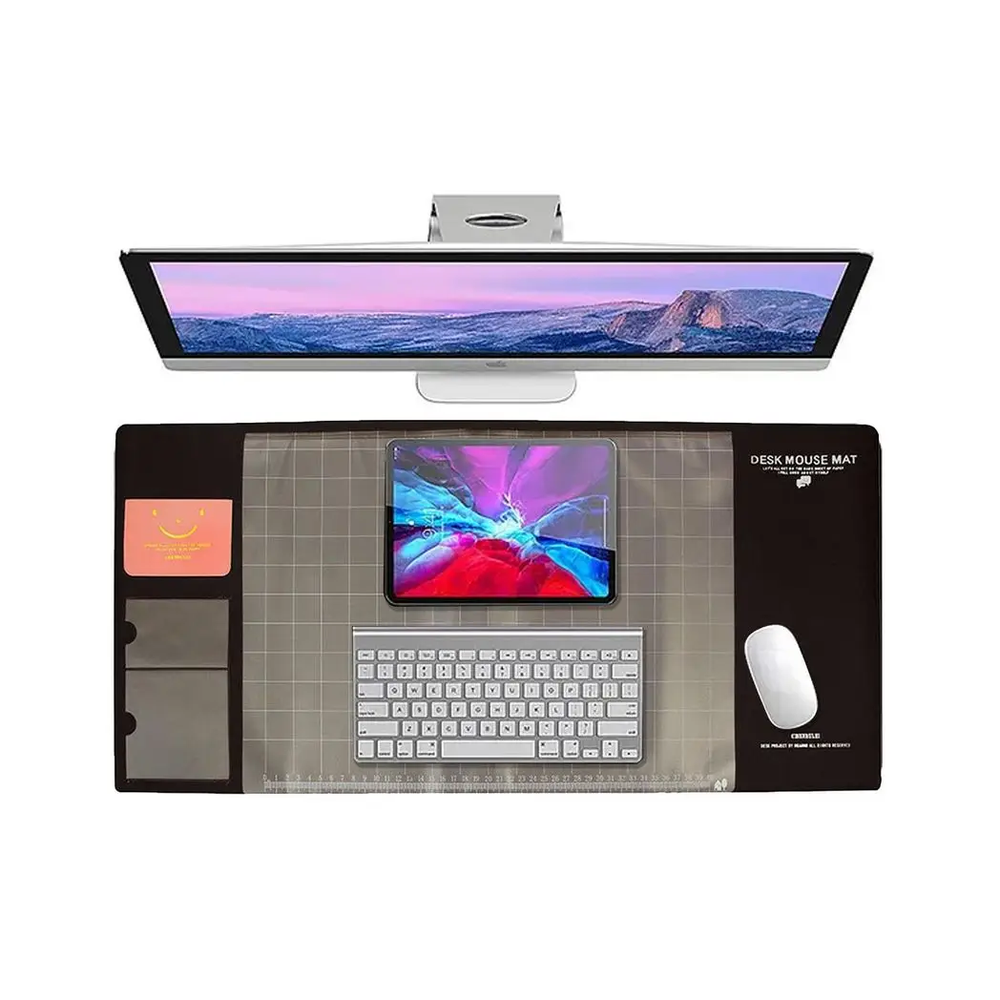 AQ Multifunctional & Eco-friendly Office Desk Mouse Mat PVC+DS Material, Brown Aquarius