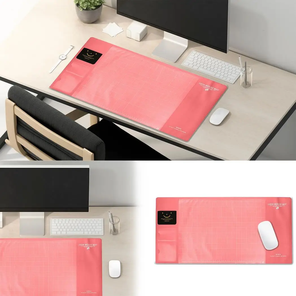 AQ Multifunctional & Eco-friendly Office Desk Mouse Mat PVC+DS Material, Pink Aquarius