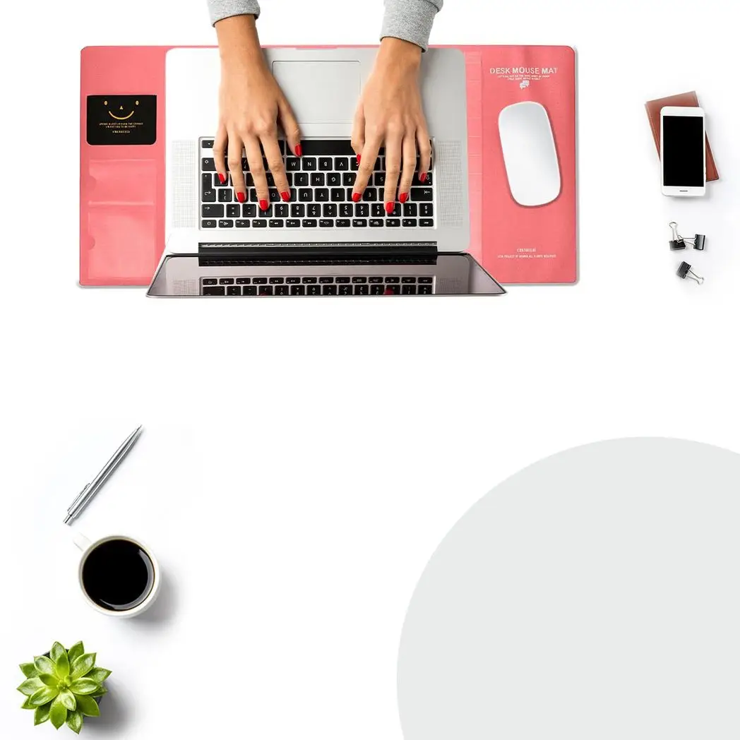 AQ Multifunctional & Eco-friendly Office Desk Mouse Mat PVC+DS Material, Pink Aquarius
