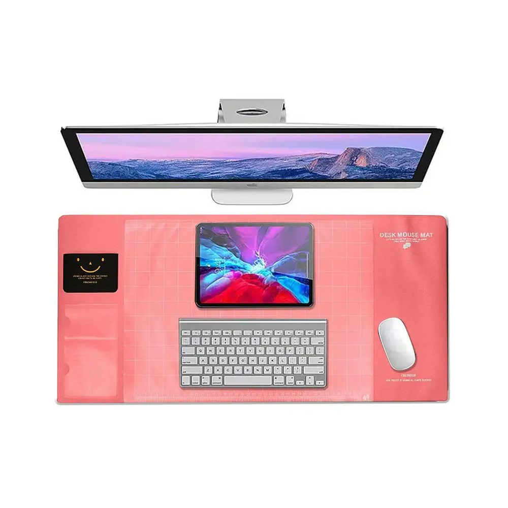 AQ Multifunctional & Eco-friendly Office Desk Mouse Mat PVC+DS Material, Pink Aquarius