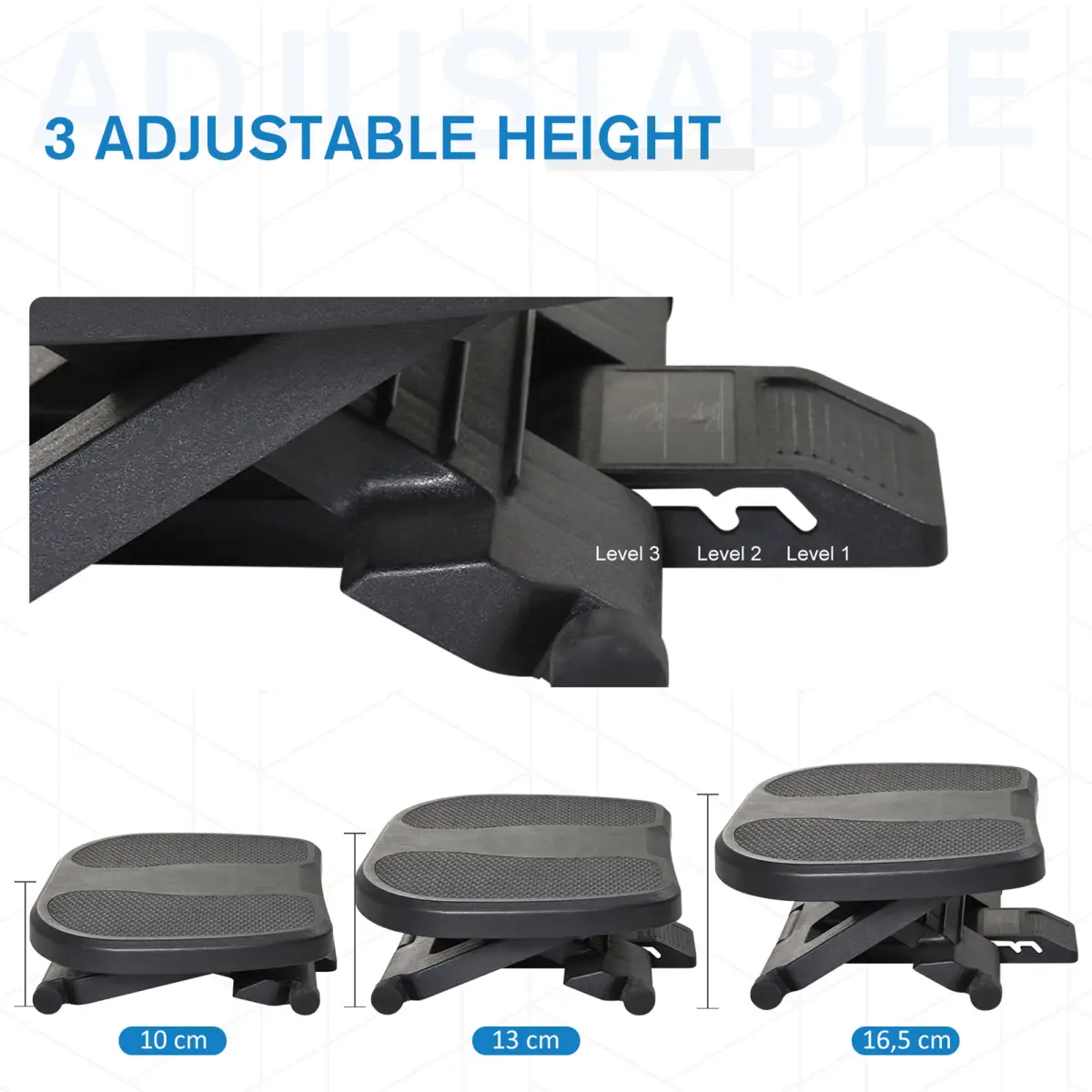 Adjustable Under-Desk Footrest Height Angle Tilt Anti-Slip HOMCOM Unbranded