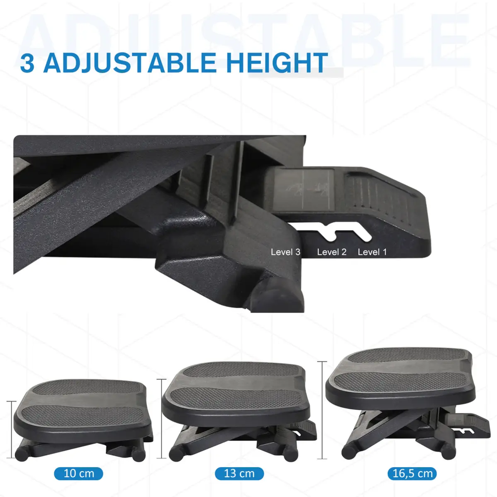 Adjustable Under-Desk Footrest Height Angle Tilt Anti-Slip HOMCOM Unbranded