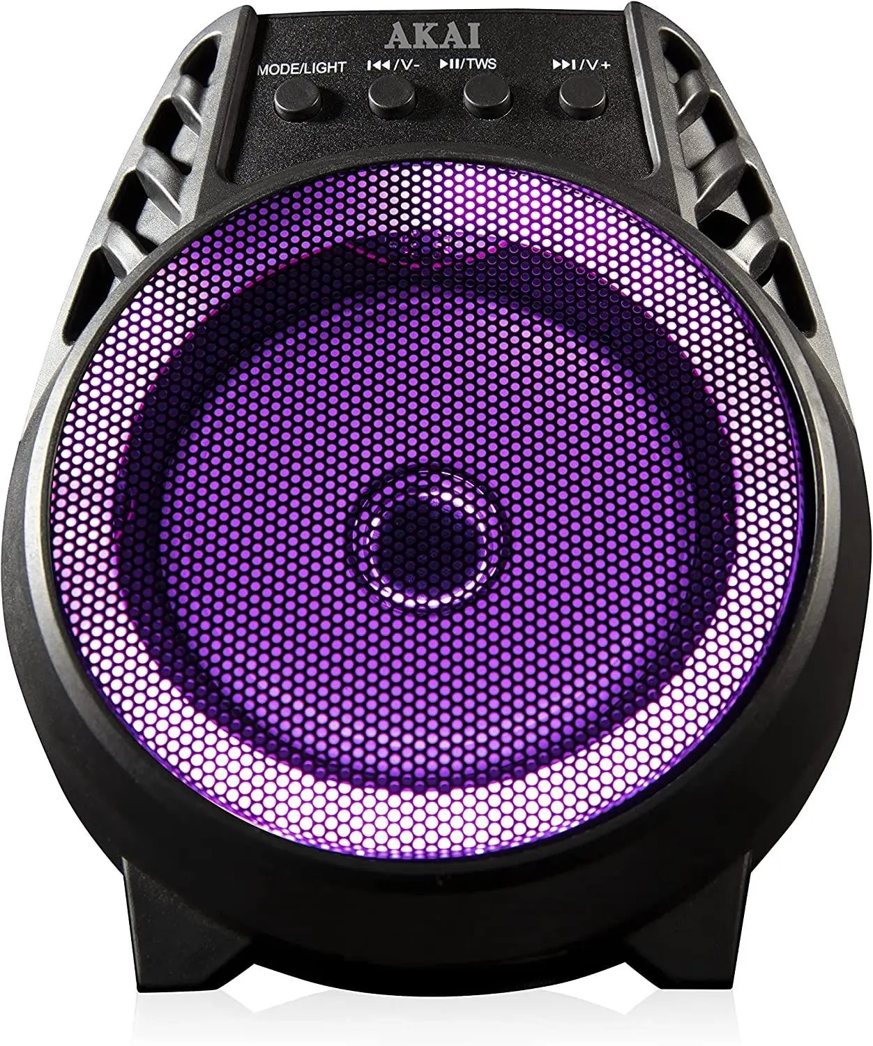 Akai A58168 Vibes 4 Inch LED Party Speaker, Bluetooth Connectivity, Wireless & Portable, 5W, Black AKAI