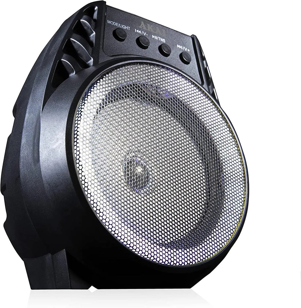 Akai A58168 Vibes 4 Inch LED Party Speaker, Bluetooth Connectivity, Wireless & Portable, 5W, Black AKAI
