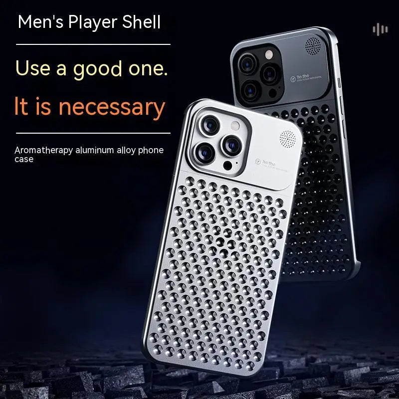 Aluminum Alloy Phone Case For 14 13 Pro Max Plus Hollow Heat Dissipation Anti-fall Full Body Shockproof Phone Cove Charge Hub X