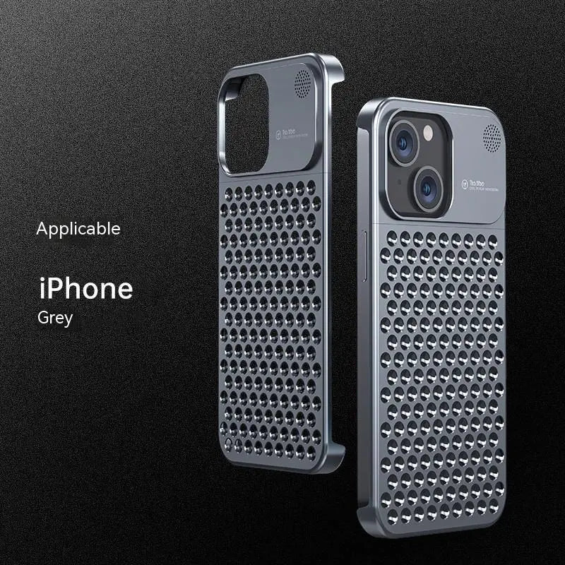 Aluminum Alloy Phone Case For 14 13 Pro Max Plus Hollow Heat Dissipation Anti-fall Full Body Shockproof Phone Cove Charge Hub X