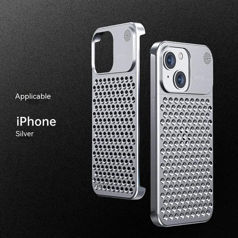 Aluminum Alloy Phone Case For 14 13 Pro Max Plus Hollow Heat Dissipation Anti-fall Full Body Shockproof Phone Cove Charge Hub X