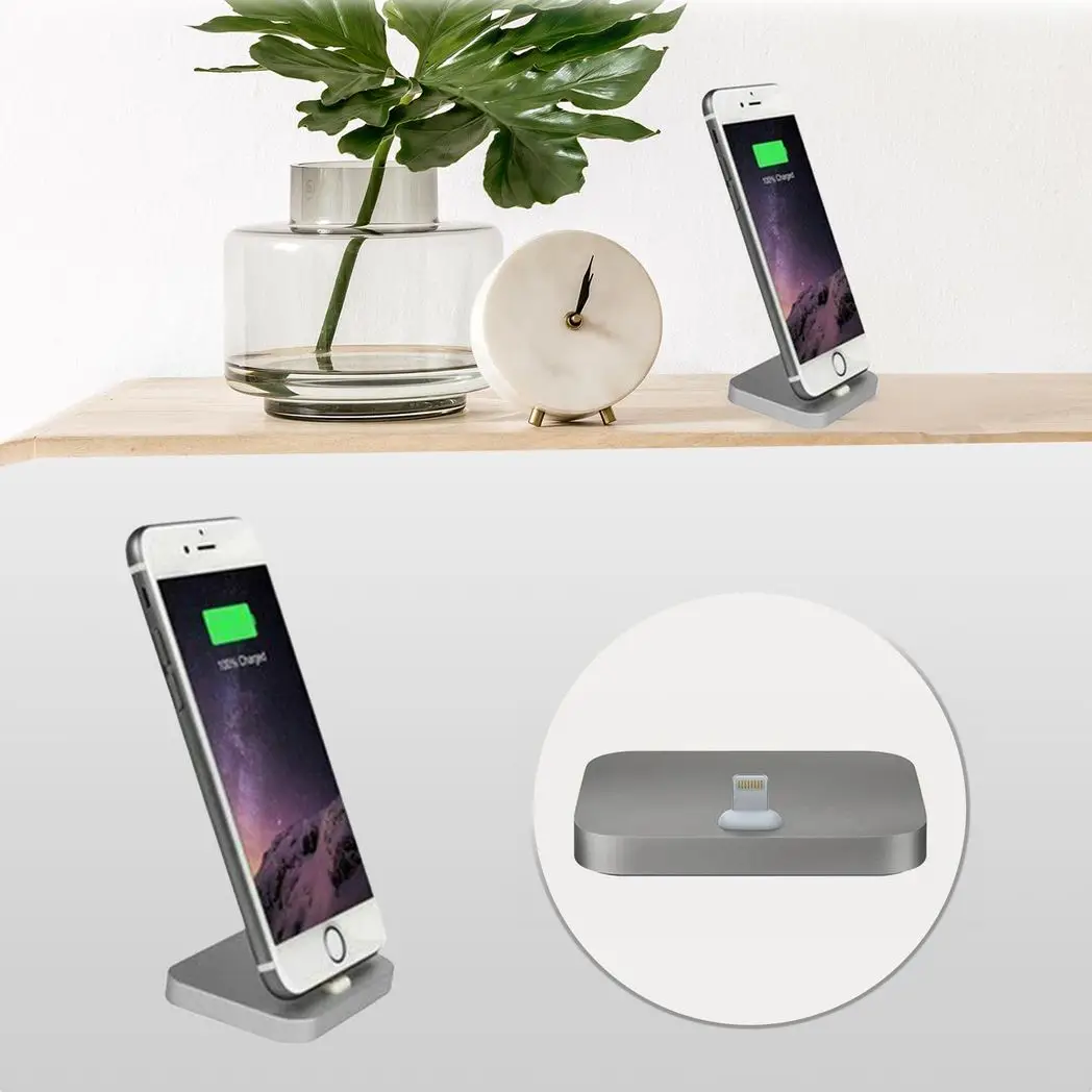 Aquarius Aluminium Phone Dock Compatible with Eight-Pin Devices, Space Grey Aquarius