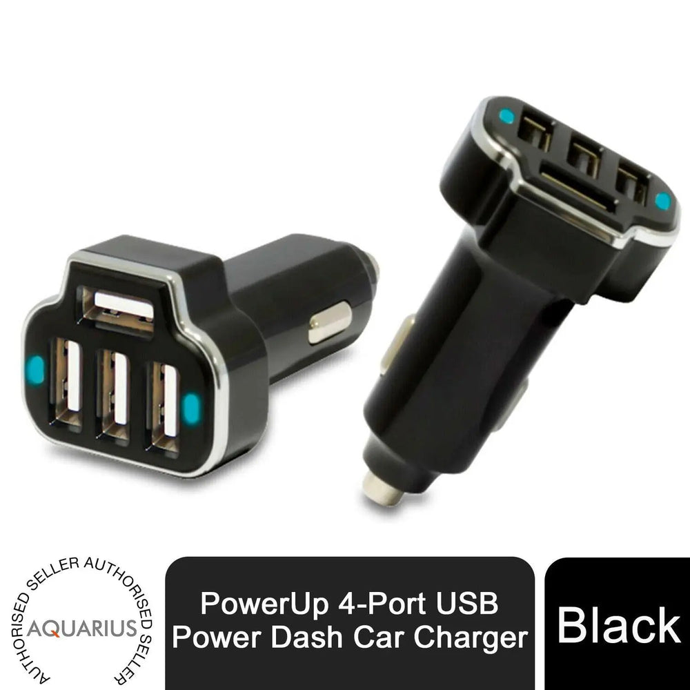 Aquarius PowerUp 4-Port USB Power Dash Car Charger Black Aquarius