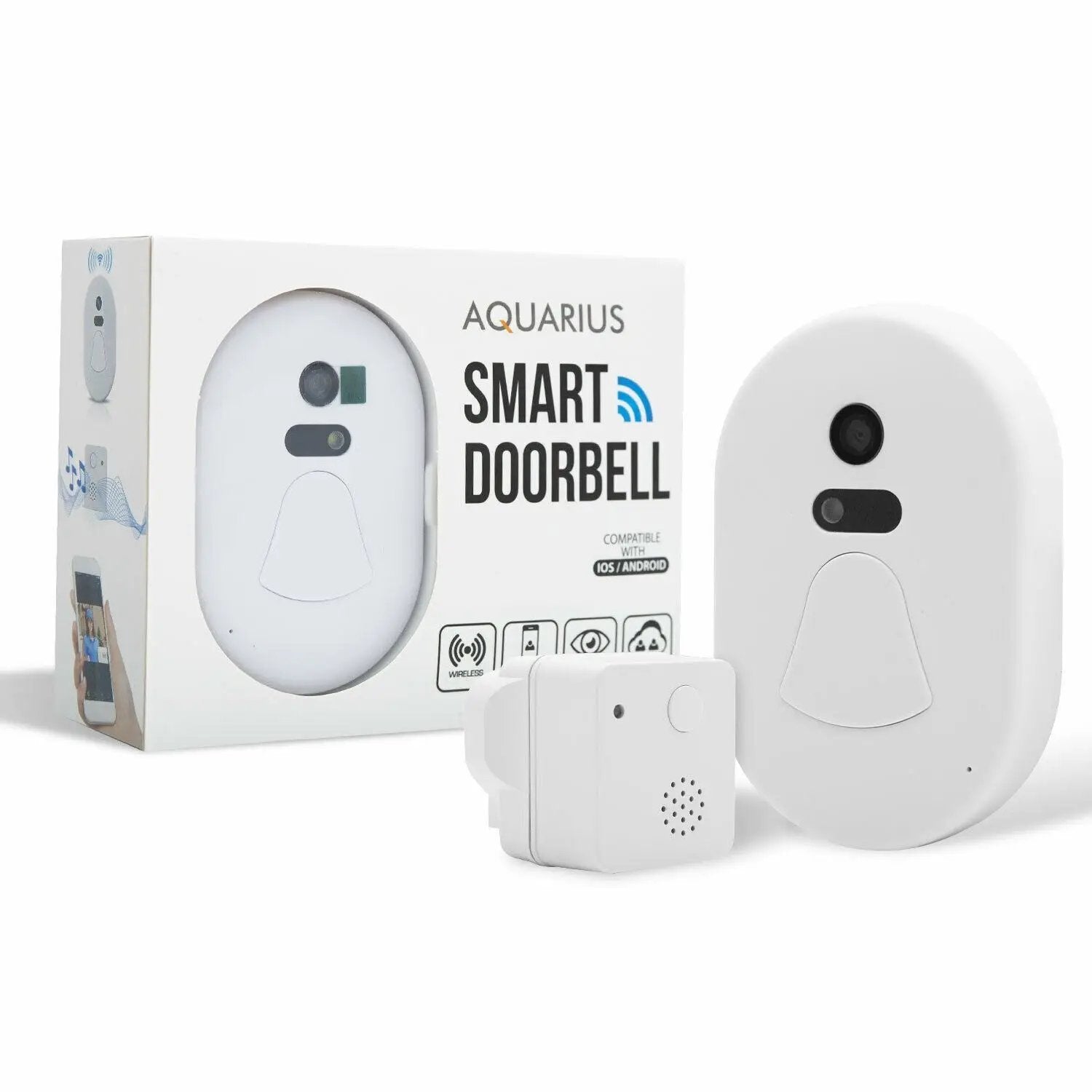 Aquarius Wifi Wireless Smart Camera Doorbell[White] Aquarius