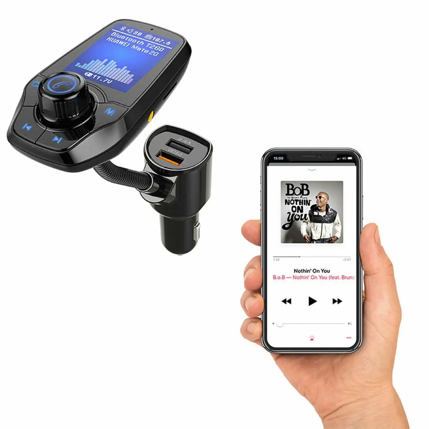 Aquarius WirelessMultifunctional Bluetooth Car FM Transmitter with Dual USB Port Aquarius