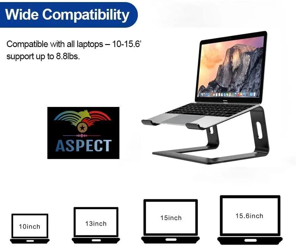 Aspect Metal Desktop Laptop Stand Compatible with All MacBook and Laptops Size Range 10 to 15.6 Inches (BLACK) Unbranded