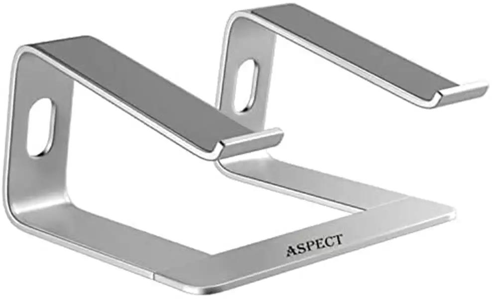 Aspect Metal Desktop Laptop Stand Compatible with All MacBook and Laptops Size Range 10 to 15.6 Inches (SLIVER) ASPECT