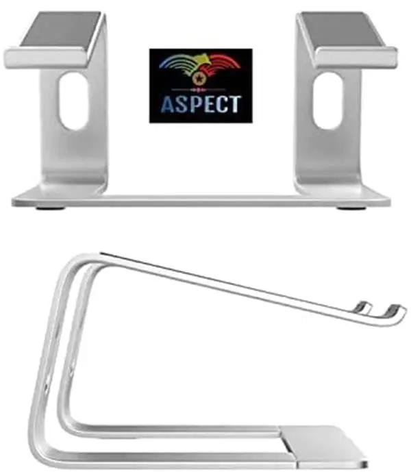 Aspect Metal Desktop Laptop Stand Compatible with All MacBook and Laptops Size Range 10 to 15.6 Inches (SLIVER) ASPECT