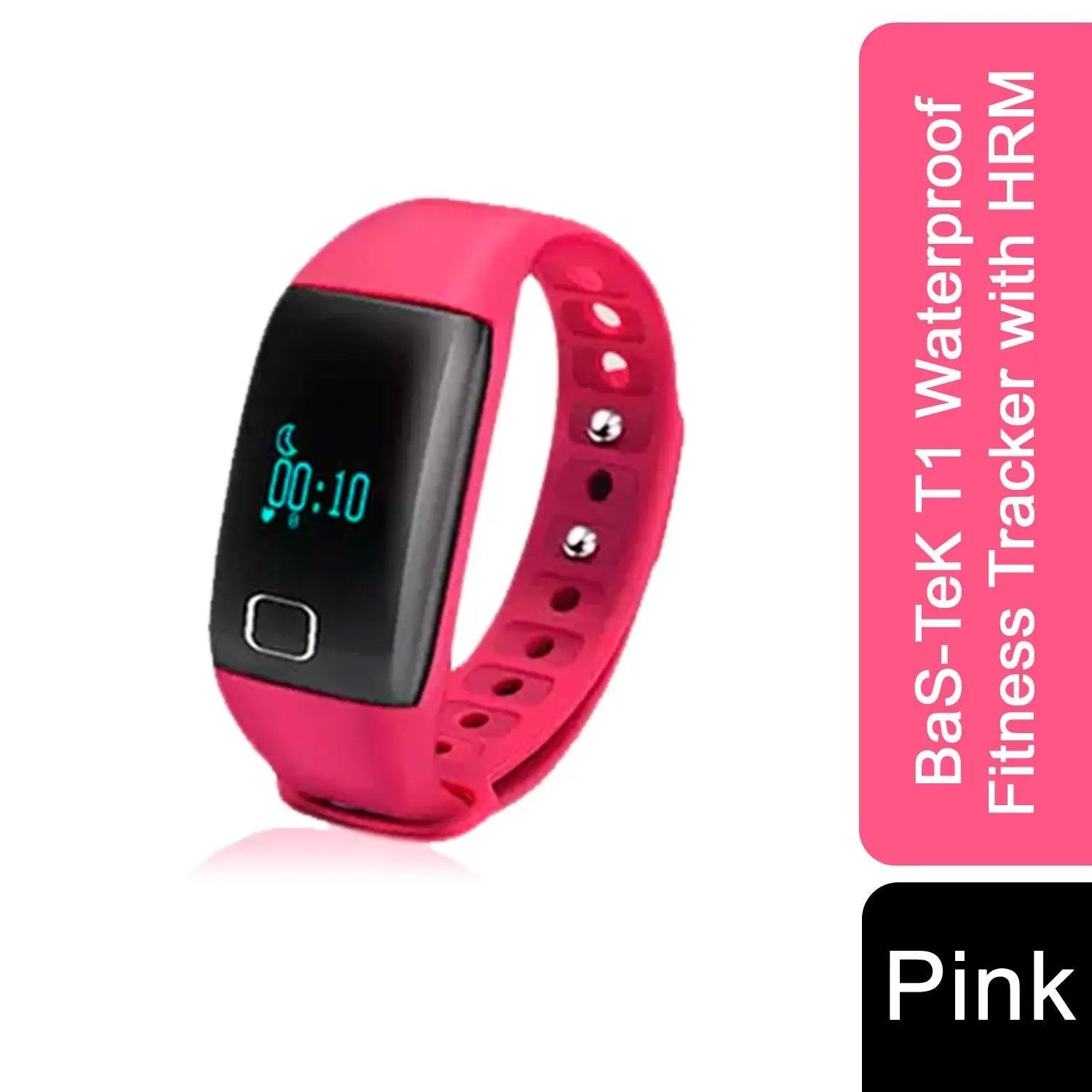 BaS-TeK T1 Waterproof Fitness Tracker with HRM - Pink Bas-Tek