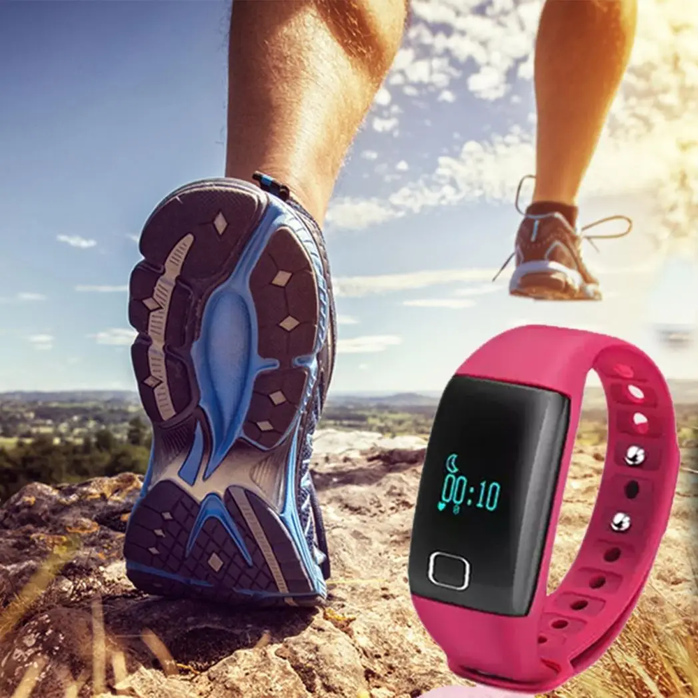 BaS-TeK T1 Waterproof Fitness Tracker with HRM - Pink Bas-Tek