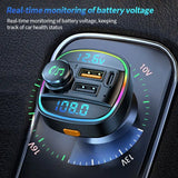 Car charger with digital display for real-time battery voltage monitoring on a dark background.