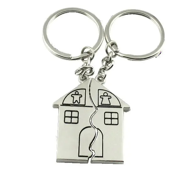 Cartoon Creative House Shape Couple Travel Commemorative Alloy Keychain Charge Hub X
