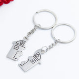 Cartoon Creative House Shape Couple Travel Commemorative Alloy Keychain Charge Hub X