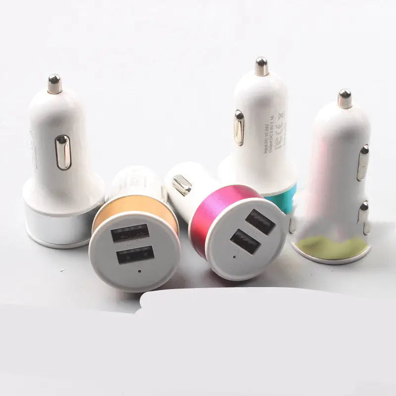 Color round metal ring 2A steel ring aluminum alloy car phone charger dual USB nipple car charger Charge Hub X
