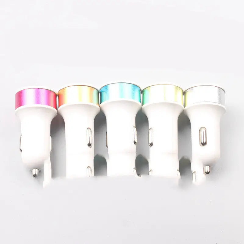Color round metal ring 2A steel ring aluminum alloy car phone charger dual USB nipple car charger Charge Hub X
