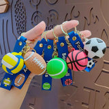 Creative Cartoon Ball Series Basketball Keychain Pendant Men's And Women's Schoolbags Ornaments Charge Hub X