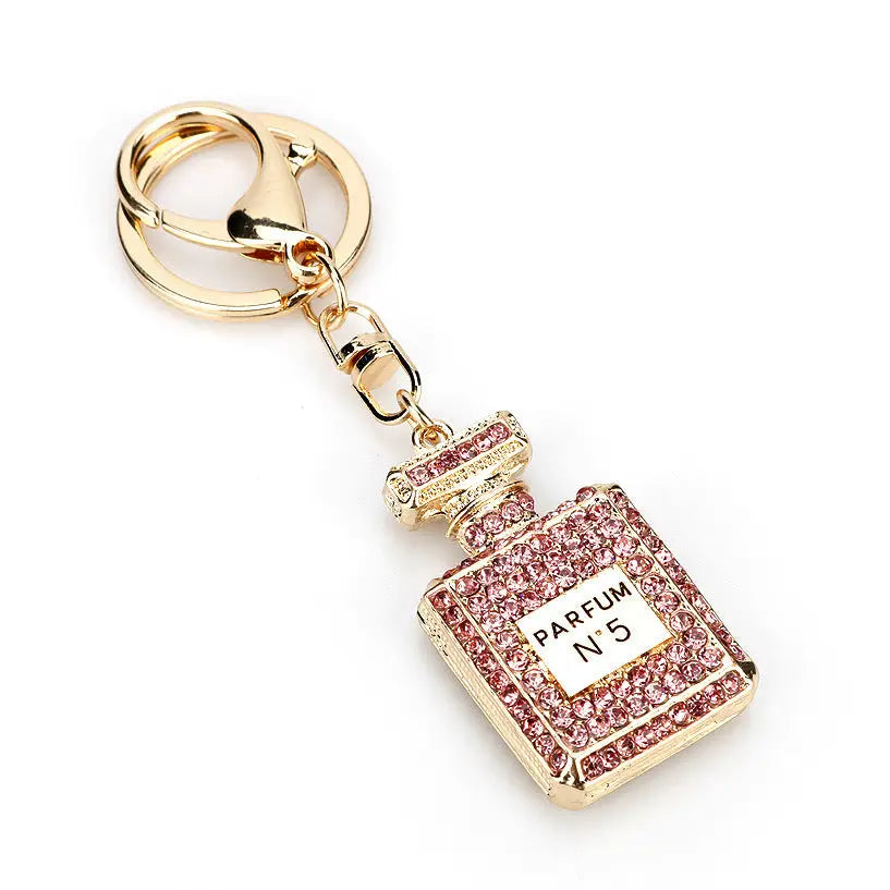 Creative Crystal Perfume Bottle Rhinestone Keychain Charge Hub X