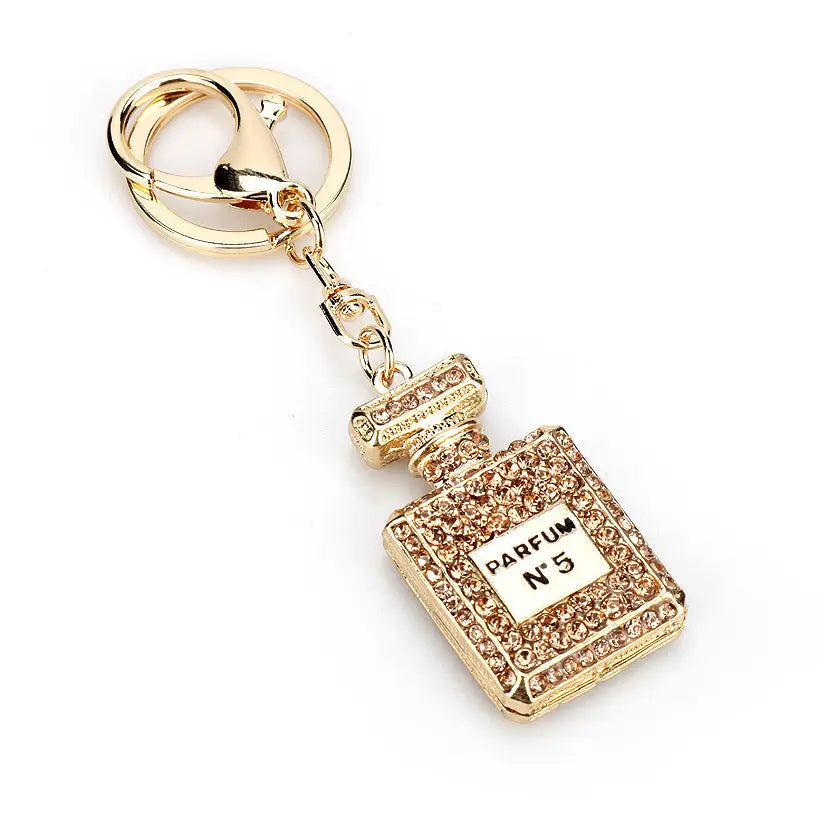 Creative Crystal Perfume Bottle Rhinestone Keychain Charge Hub X