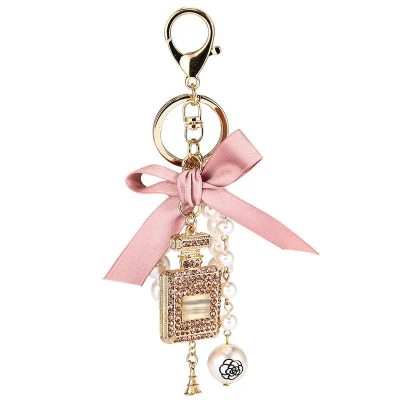 Creative Crystal Perfume Bottle Rhinestone Keychain Charge Hub X