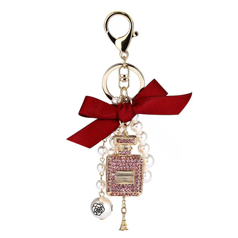 Creative Crystal Perfume Bottle Rhinestone Keychain Charge Hub X