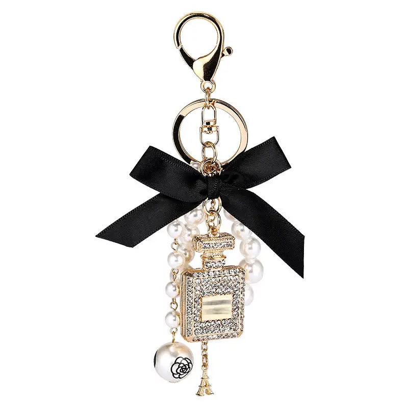 Creative Crystal Perfume Bottle Rhinestone Keychain Charge Hub X