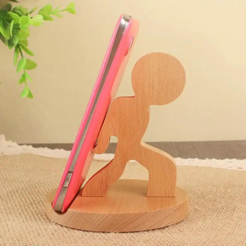 Creative  Mobile Phone Toma Back With Coin Beech Wood Lazy Phone Holder Custom Lettering Charge Hub X