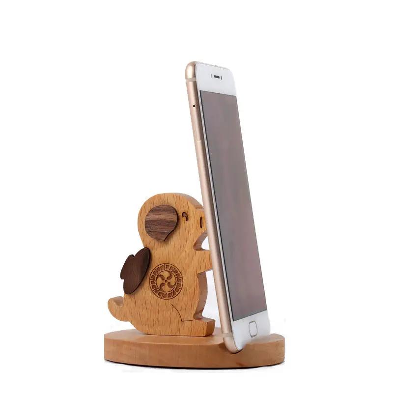 Creative  Mobile Phone Toma Back With Coin Beech Wood Lazy Phone Holder Custom Lettering Charge Hub X