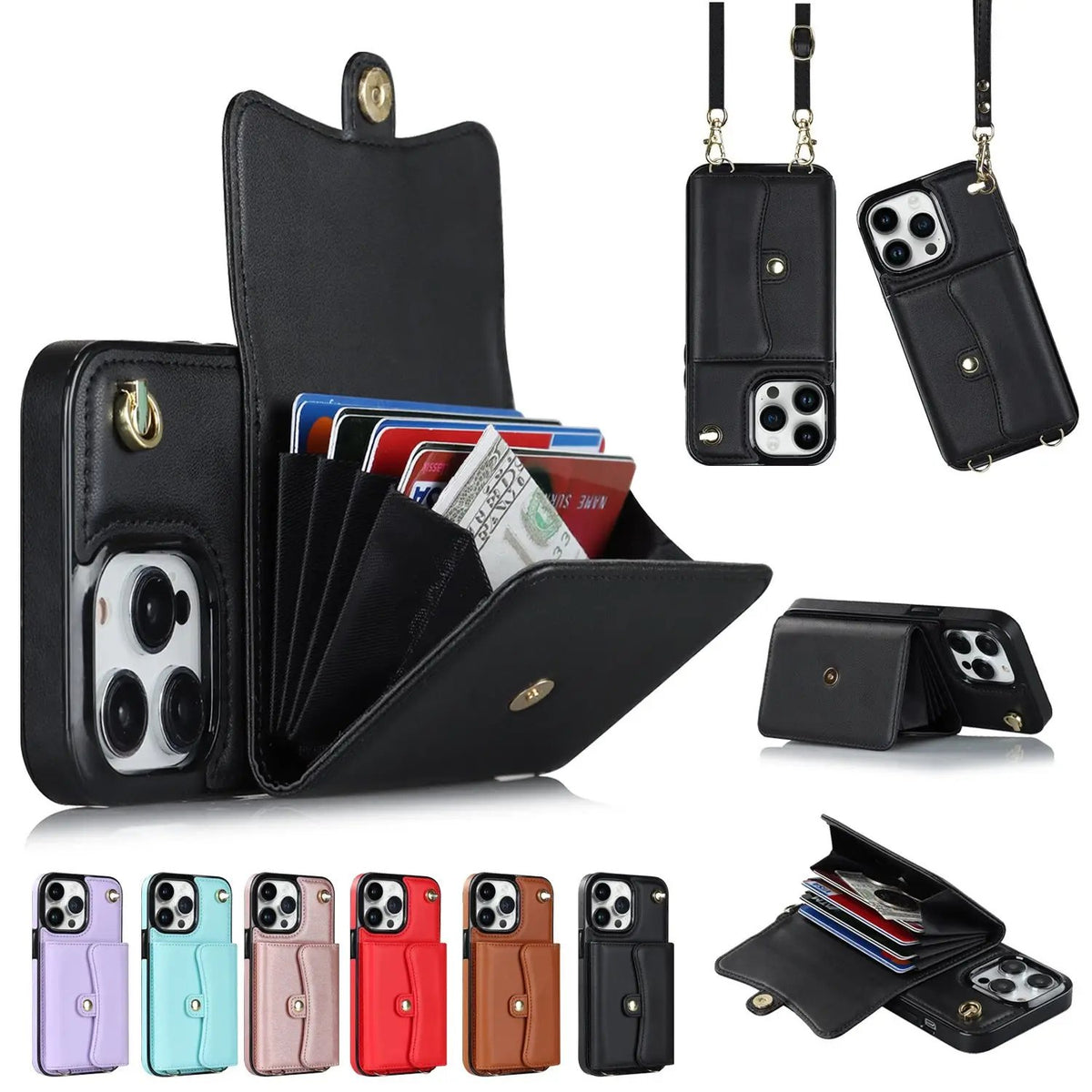 Crossbody Card Holder Phone Case Multi-function Card Holder Charge Hub X