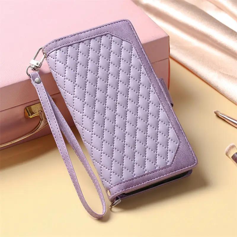 Crossbody Plaid Multi-functional Zipper Bag Mobile Phone Case Charge Hub X