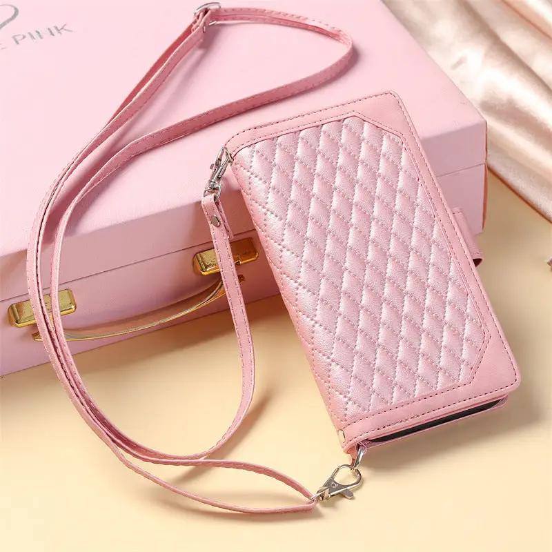Crossbody Plaid Multi-functional Zipper Bag Mobile Phone Case Charge Hub X