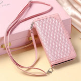 Crossbody Plaid Multi-functional Zipper Bag Mobile Phone Case Charge Hub X