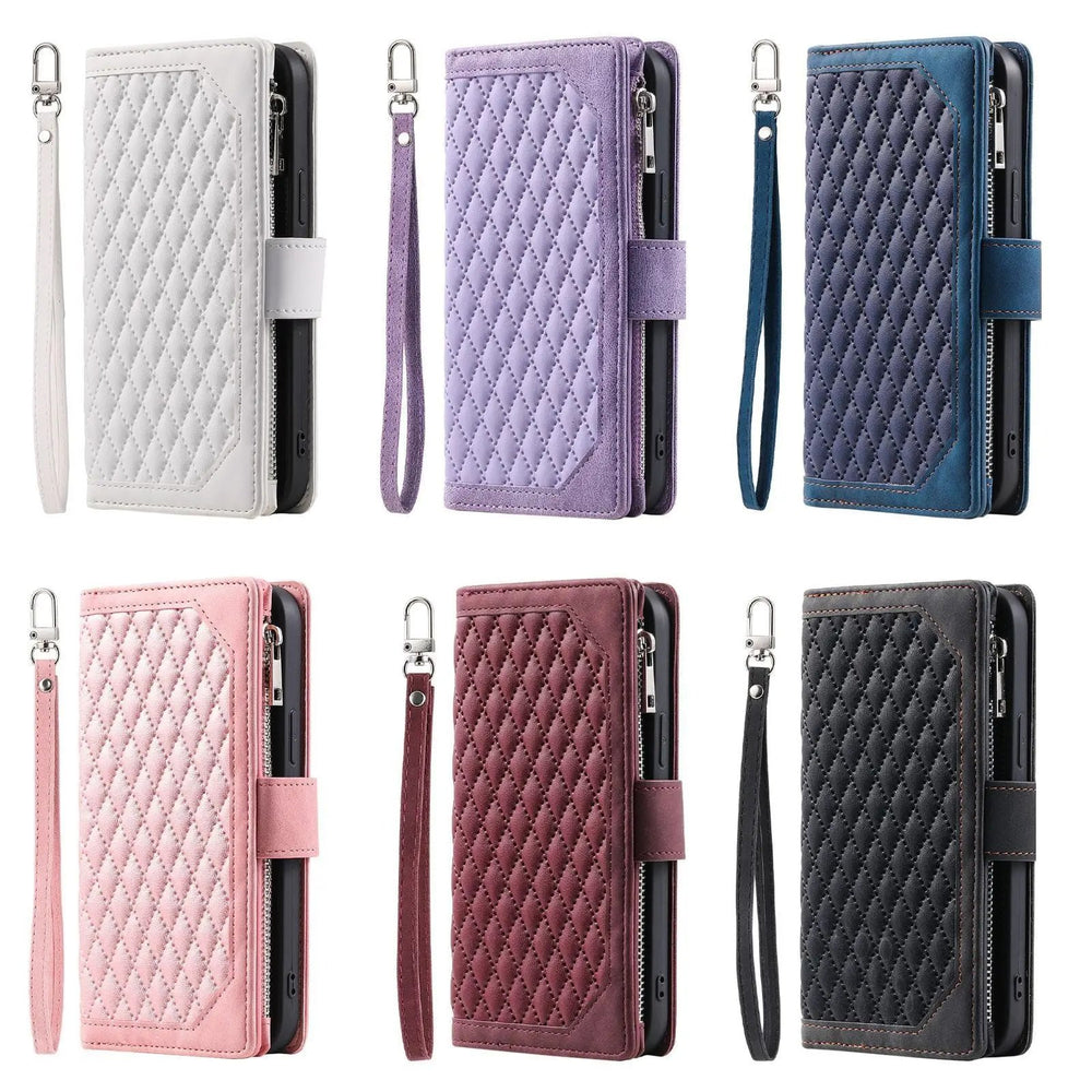 Crossbody Plaid Multi-functional Zipper Bag Mobile Phone Case Charge Hub X
