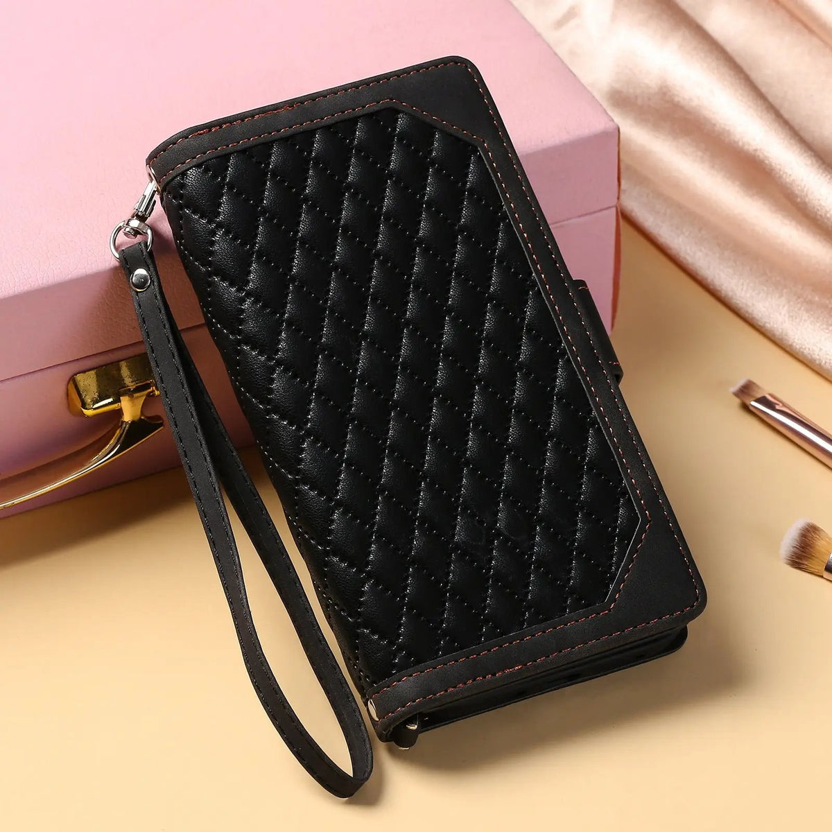Crossbody Plaid Multi-functional Zipper Bag Mobile Phone Case Charge Hub X