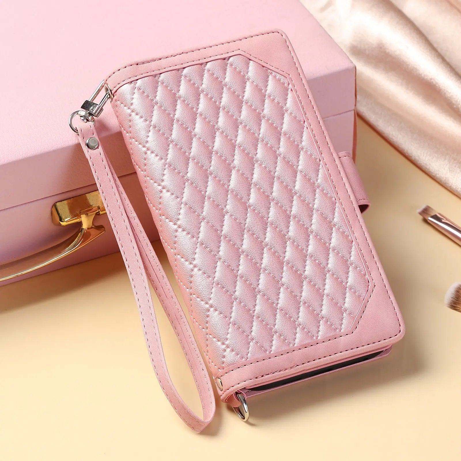 Crossbody Plaid Multi-functional Zipper Bag Mobile Phone Case Charge Hub X