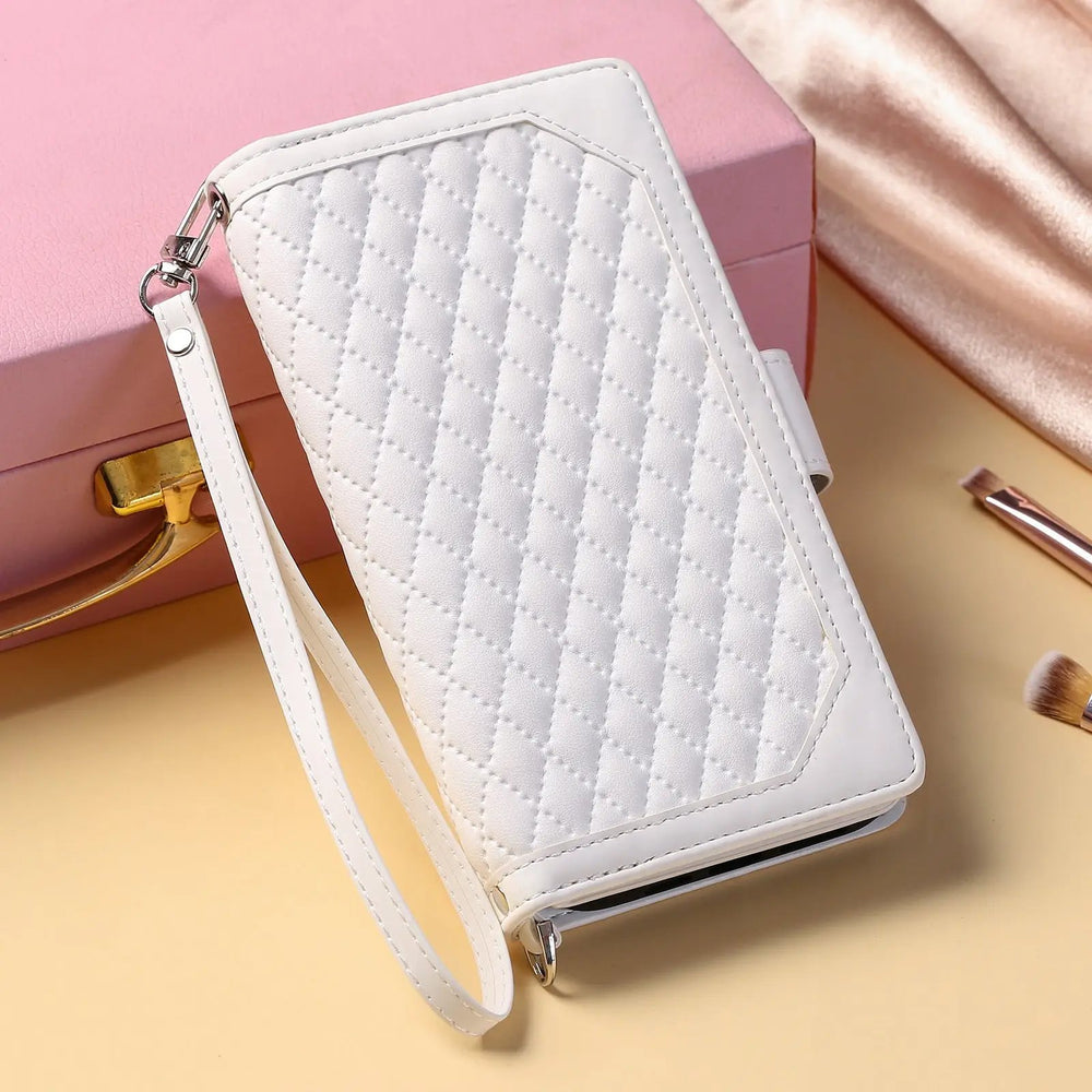 Crossbody Plaid Multi-functional Zipper Bag Mobile Phone Case Charge Hub X