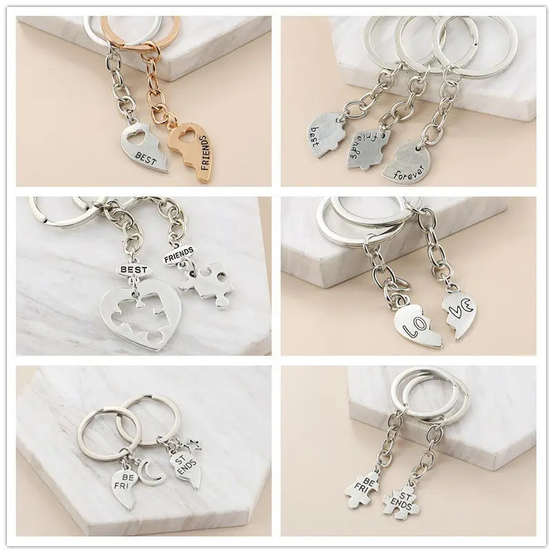 Crystal Love Puzzle Hollow Letters Accessories Geometric Simple Couple Keychain Charge Hub X