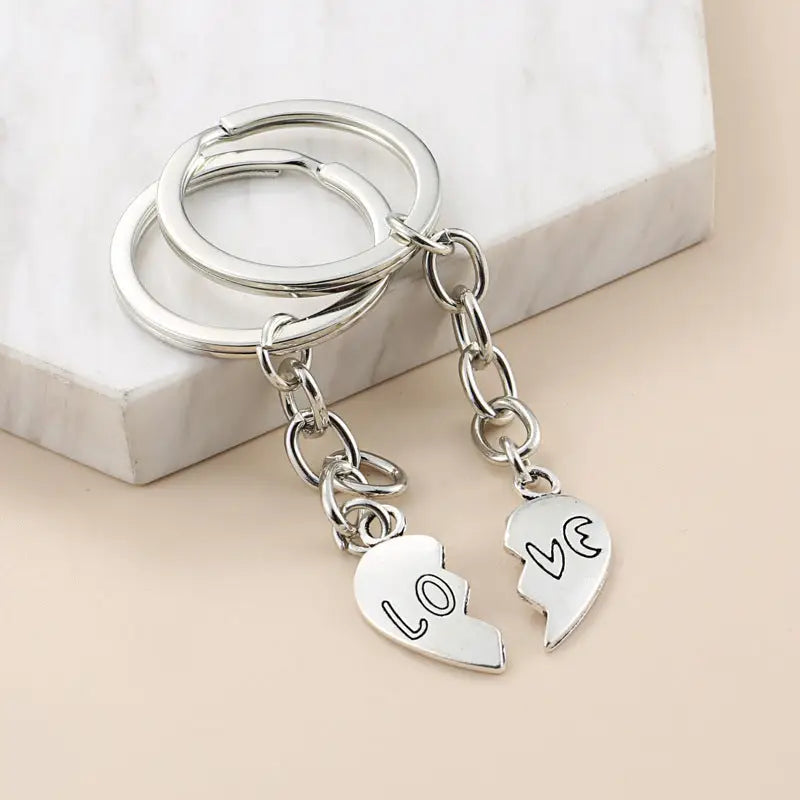 Crystal Love Puzzle Hollow Letters Accessories Geometric Simple Couple Keychain Charge Hub X