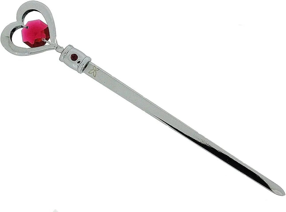 Crystocraft Chrome Plated Heart Letter Opener Made with Swarovski Crystals Crystocraft
