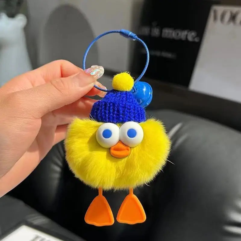 Cute Imitate Rex Rabbit Fur Little Duck Car Key Ring Pendant Charge Hub X