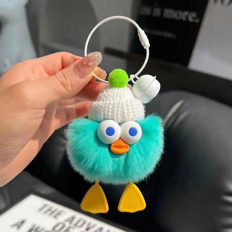 Cute Imitate Rex Rabbit Fur Little Duck Car Key Ring Pendant Charge Hub X