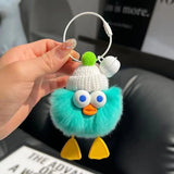 Cute Imitate Rex Rabbit Fur Little Duck Car Key Ring Pendant Charge Hub X