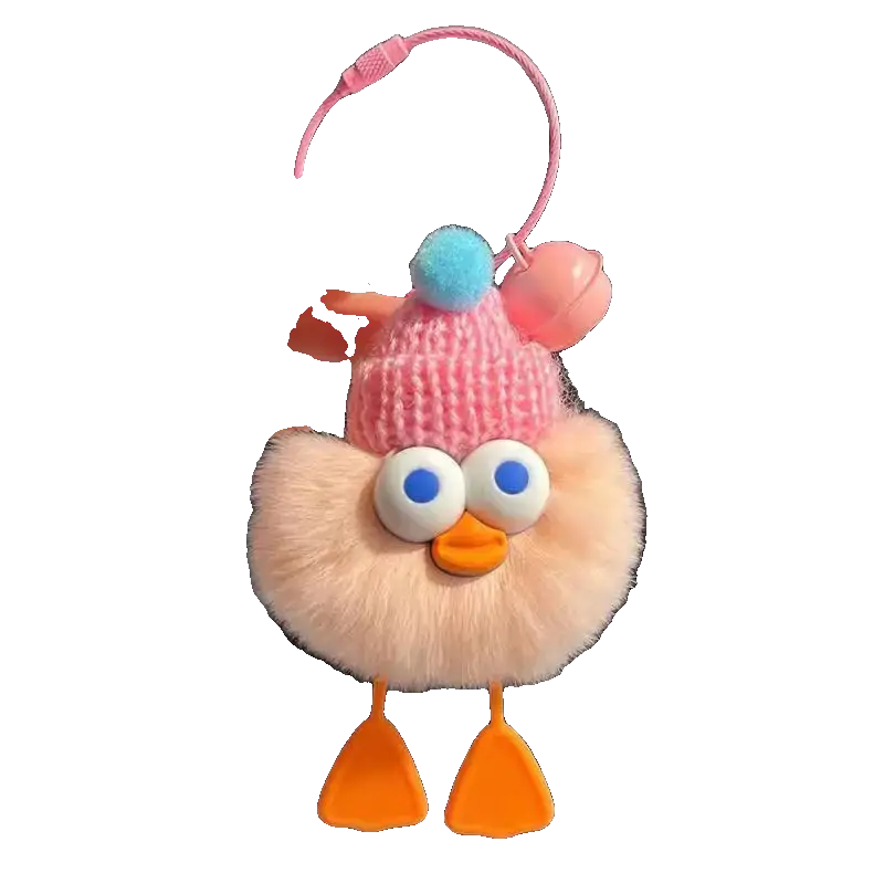 Cute Imitate Rex Rabbit Fur Little Duck Car Key Ring Pendant Charge Hub X